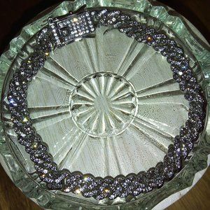 BLINGY buckle rhinestone anklet silvertone 9" NEW!